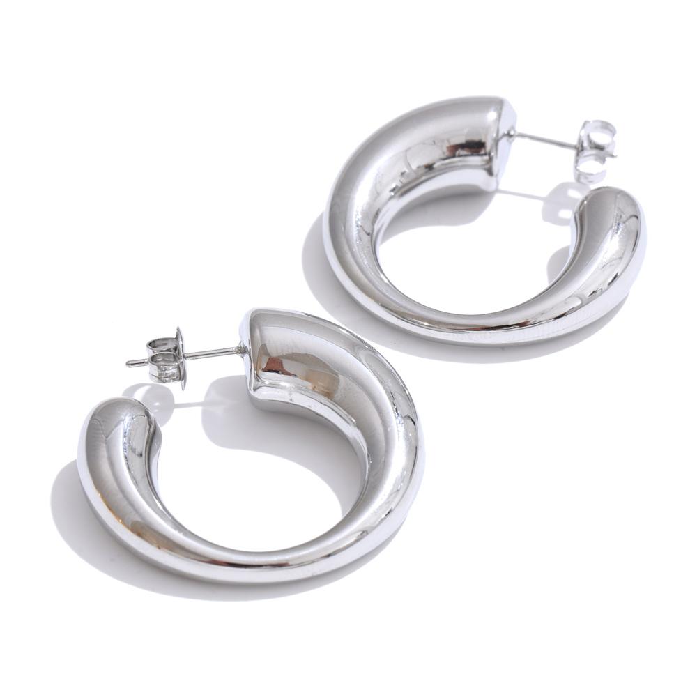 

Yhpup Minimalist Stainless Steel C-Shape Fashion Unusual Earrings Personalized Versatile Daily Charm Jewelry Waterproof