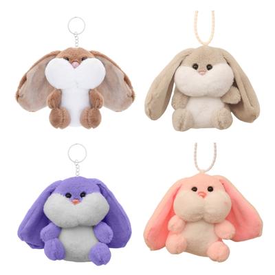 Fashionable Rabbit Shaped Keyring Long Eared Plush Bunnys Bag Pendant Keychain Handbag Accessory for Animal Lovers