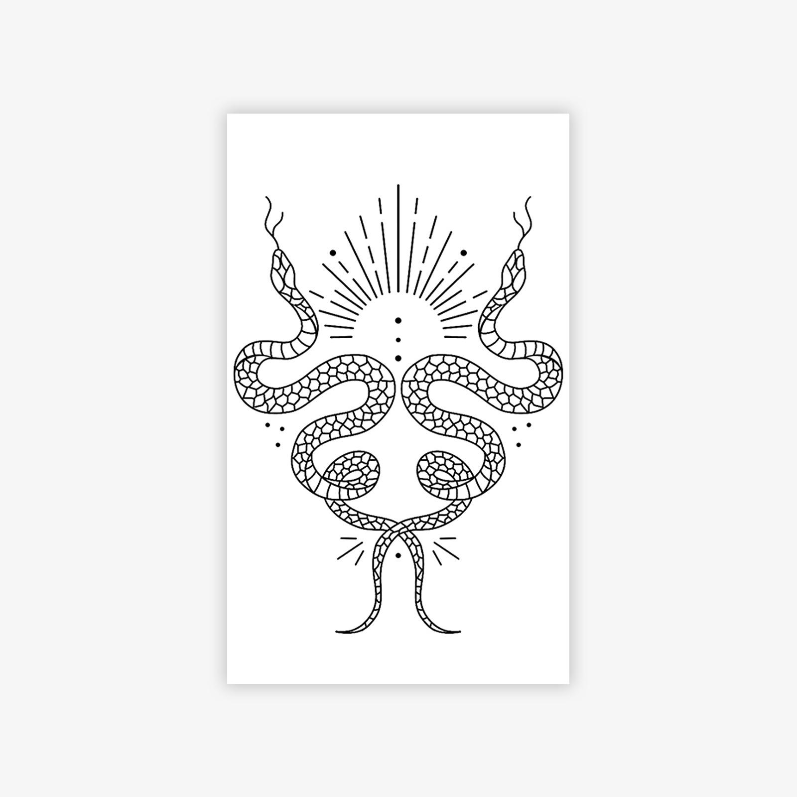 

Double Snake, Line Totem Tattoo Sticker, Waterproof And Long-Lasting, Advanced And Sexy Temporary Tattoo Sticker. 9*15