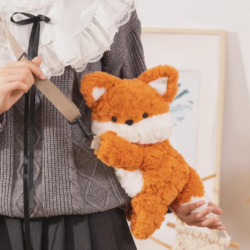 Plush Fox Crossbody & Coin Purse for Girls - One-Shoulder Design