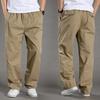 Summer Thin Men's Casual Pants Plus Fat Large Size Loose Middle-aged Men's Pants Large Size Pure Cotton Straight Elastic Waist