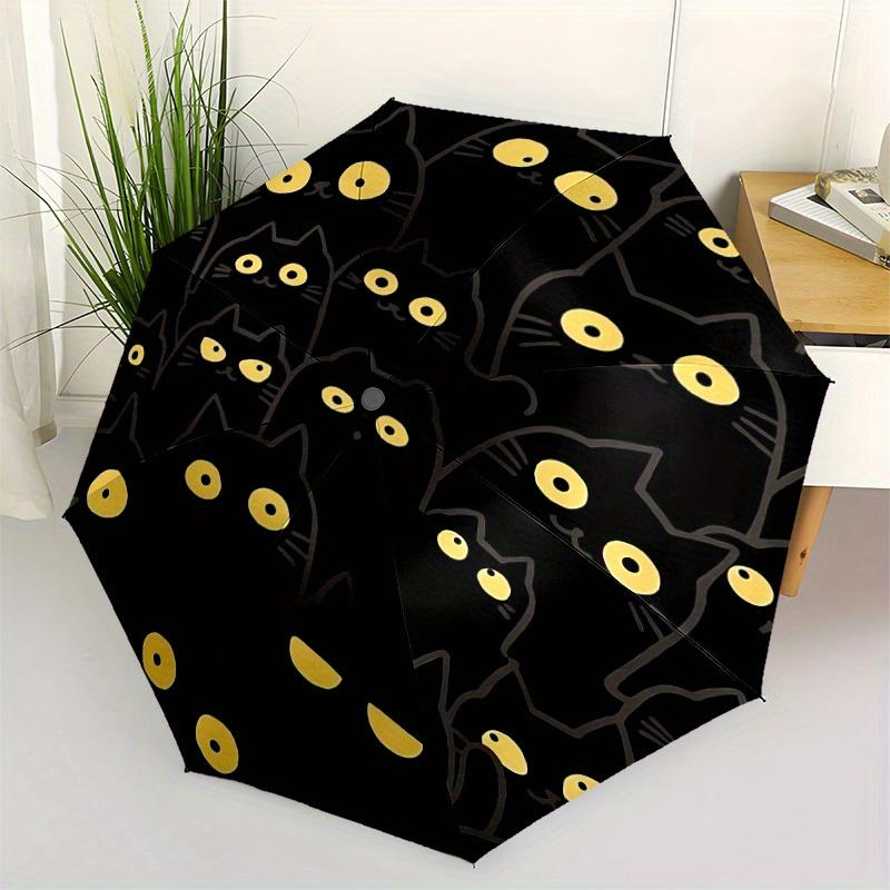 1pc Black Cats Pattern Auto Open/Close Cute Cute Umbrella with One Touch Button,, Windproof Design   Lightweight Portable Umbrella for Women & Men6076