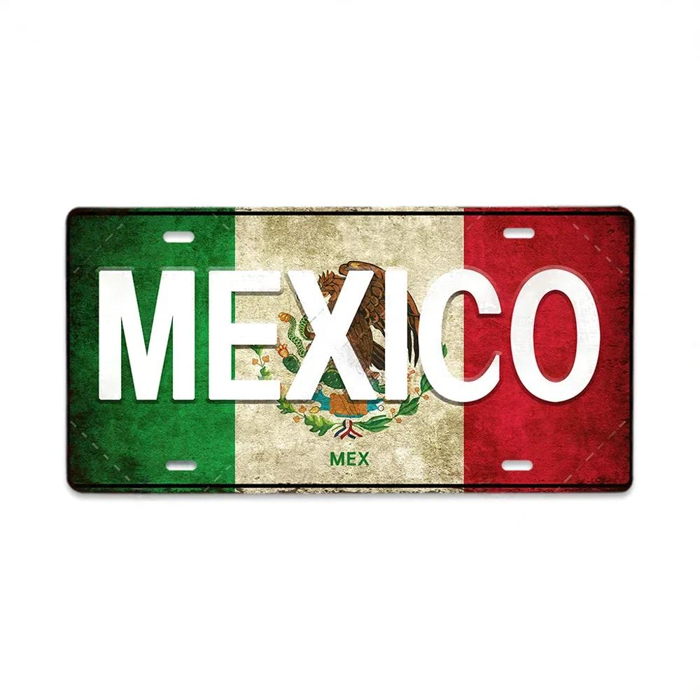 HD Metal Tin Sign World National Flags License Plate Style Vintage Retro Wall Art Decor for Home Bar Garage