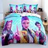 KPop Demon Hunters Themed Bedding Set Colorful Print Polyester Student Dormitory Bed Sheet Quilt Cover Kid Gift Home Textile