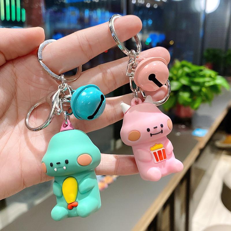Adorable Silicone Keychain With Cute Dinosaur Cartoon Design For Bags And Keys