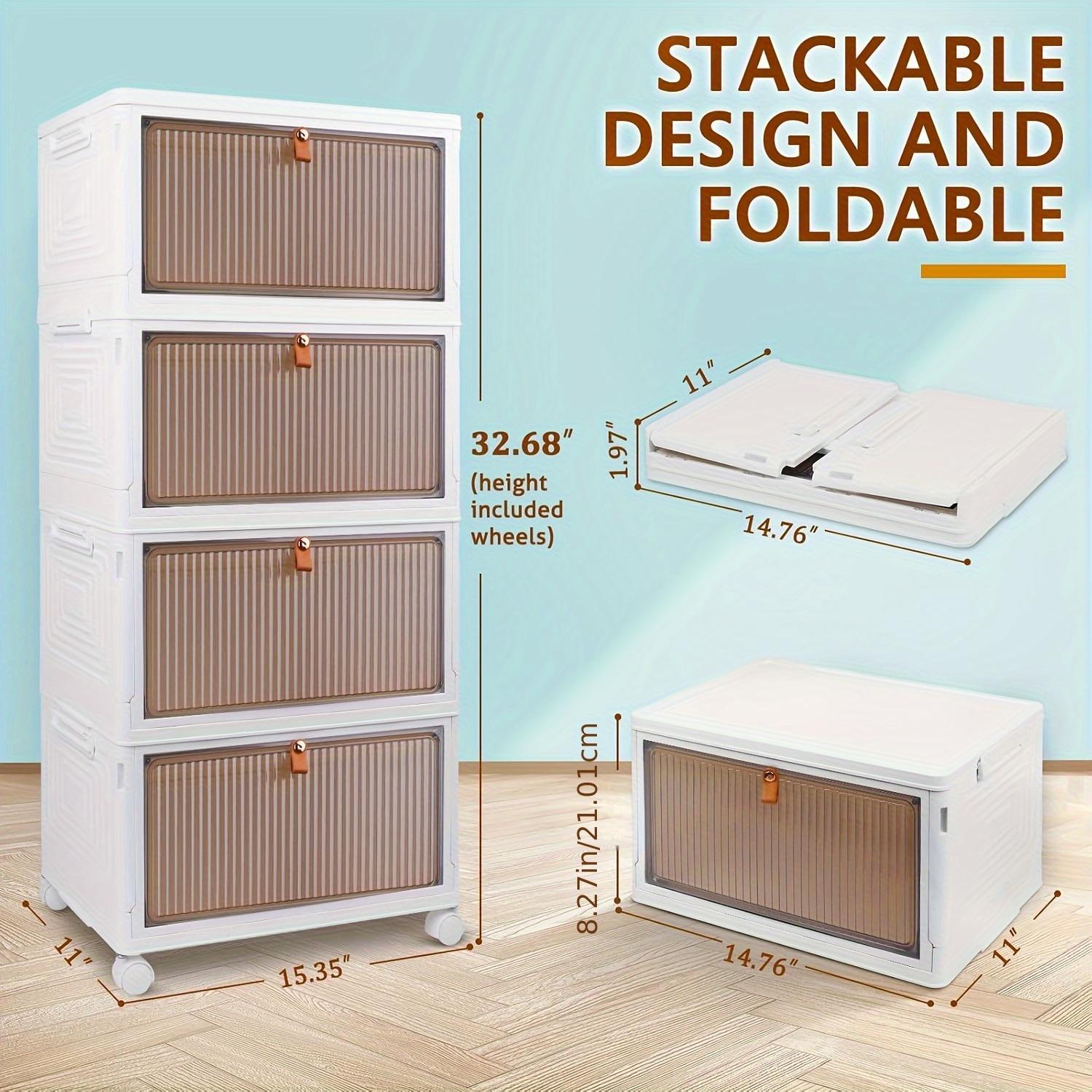 

4-х уровневые складные пластиковые шкафчики для хранения вещей с колесами, современные пылезащитные коробки для обуви с магнитной присоской, напольный органайзер для спальни 4 Tier