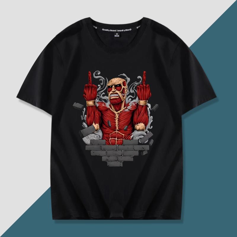 Japanese anime Attack on Titan handsome printed summer 100% cotton T-shirt fashion casual men's streetwear