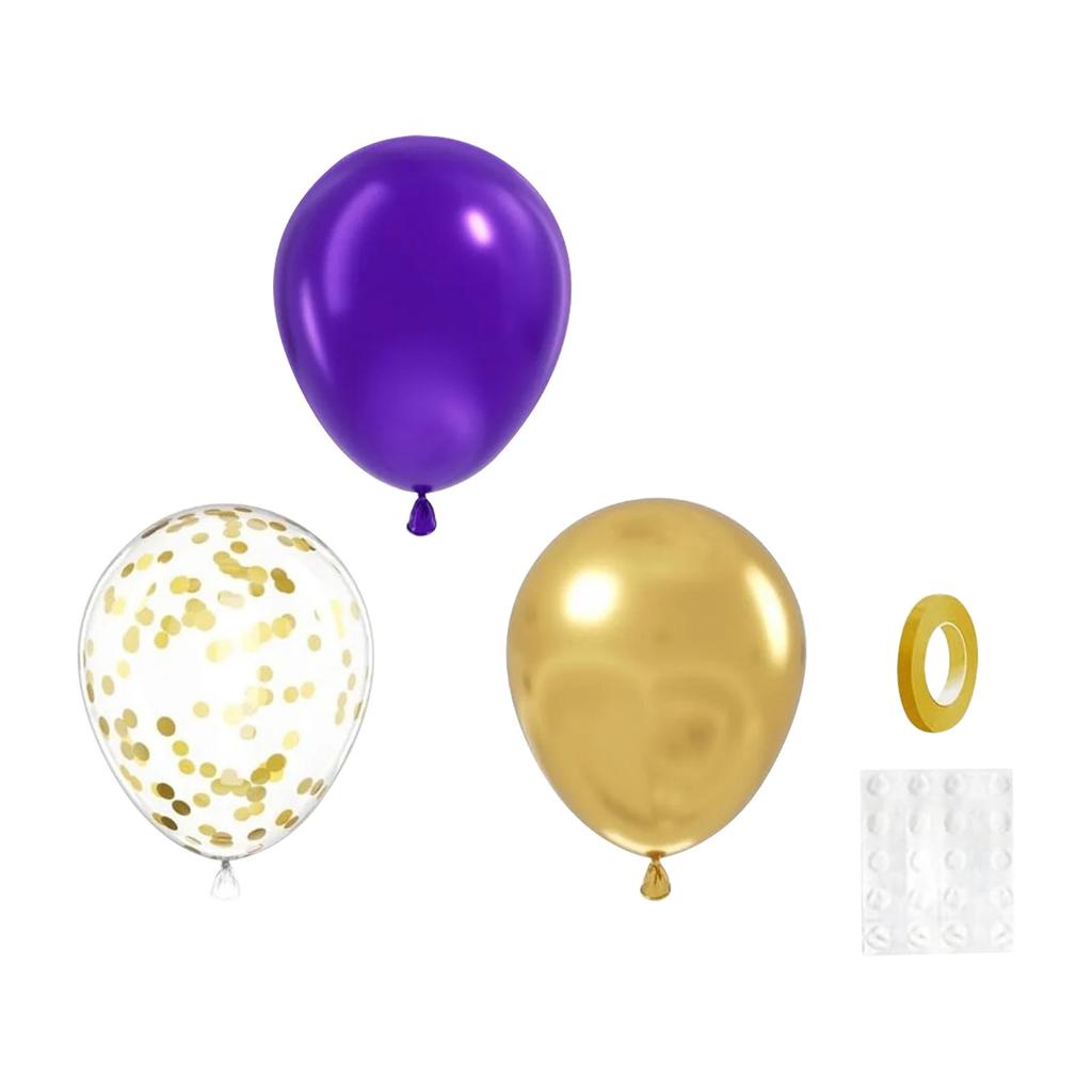 Purple & Gold Balloons, 60 12 Inch Purple Chrome Gold & Confetti Balloons For Wedding Graduate Day Party Decoration