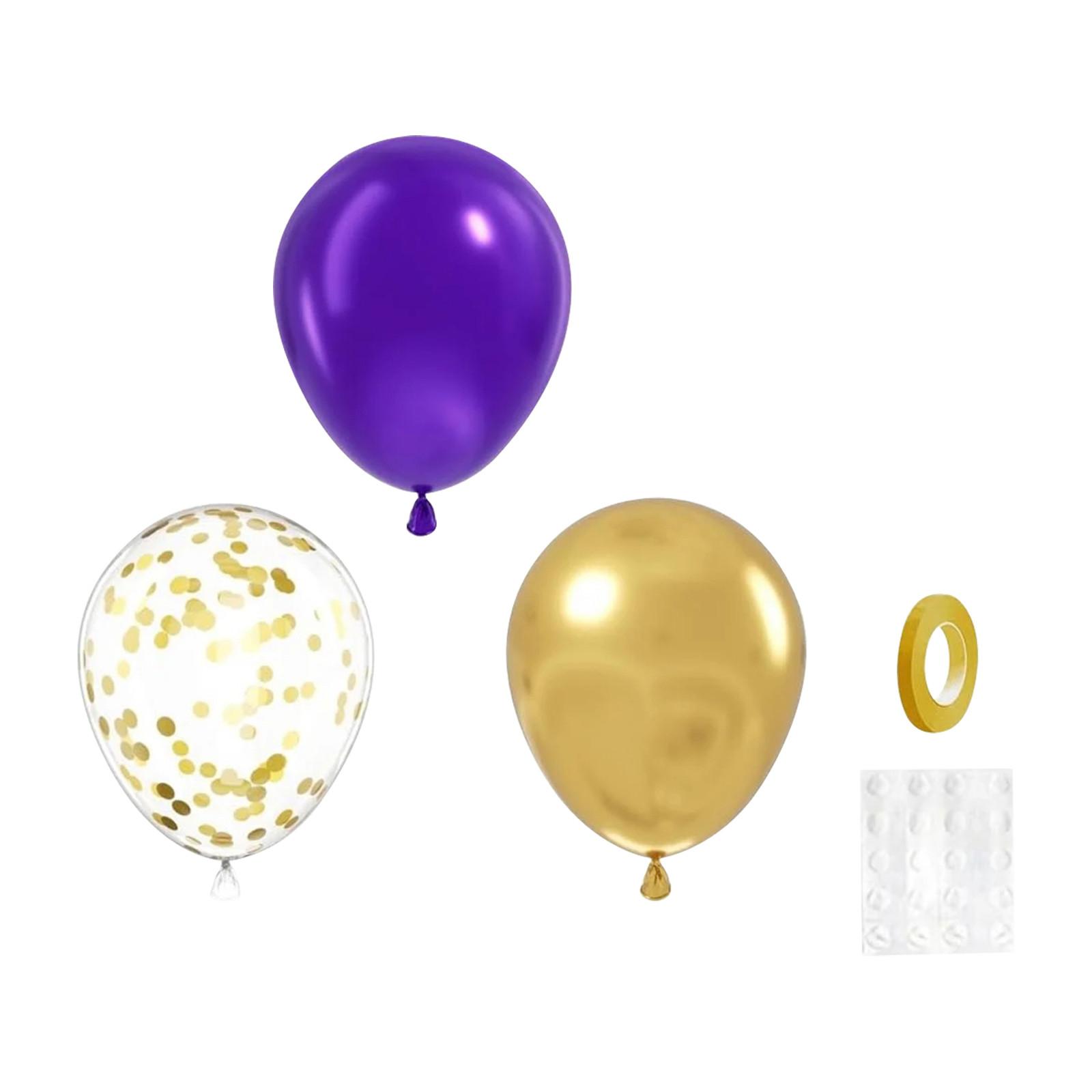 

Фиолетовые и золотые шары, 60 12-дюймовых фиолетовых хромированных золотых шаров и шаров с конфетти для украшения свадебной вечеринки в день выпускника One Size