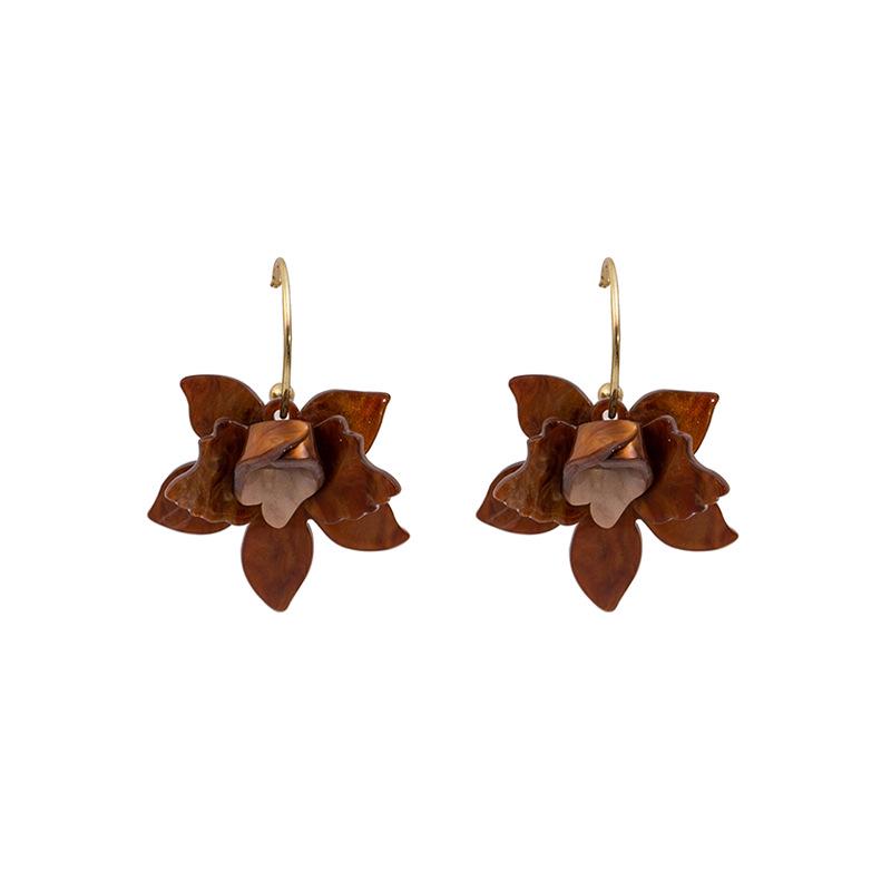 Gardenia White Coffee Petal Earrings - Silver, French Niche Design, Exquisite & Fairy-like.