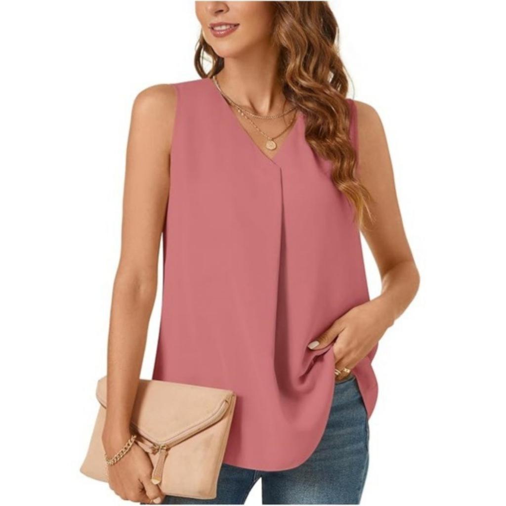 Summer Women's Loose Solid Color Chiffon Shirt Tank Top T-shirt Blouse