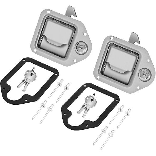 Truck Tool Box Latch, Stainless Steel Trailer Toolbox Handle Latch With Lock 4-3/8" X 3-1/4", With 2 Keys For Truck, RV, Trailer, UTV, Campers