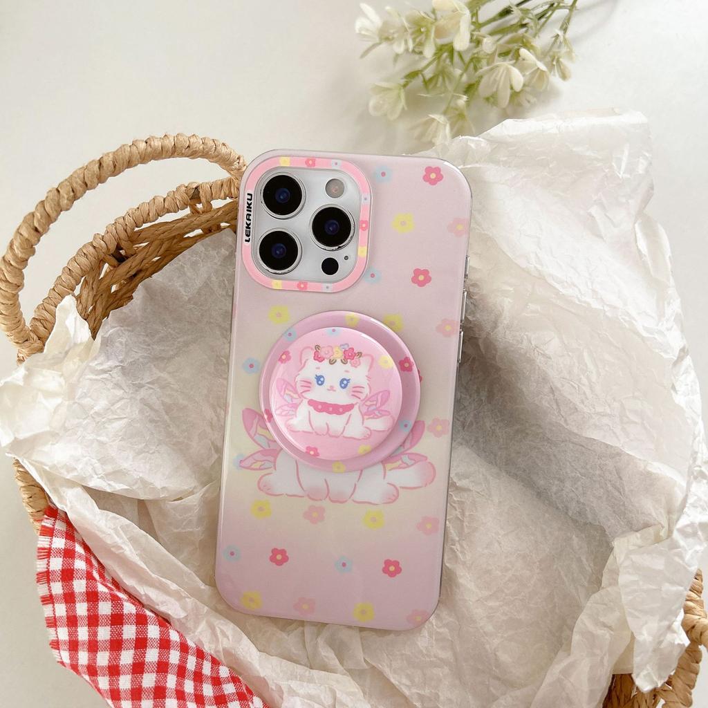 ins Korean cartoon animal suitable for Apple 16promax mobile phone case iPhone15 magnetic suction bracket 14P new