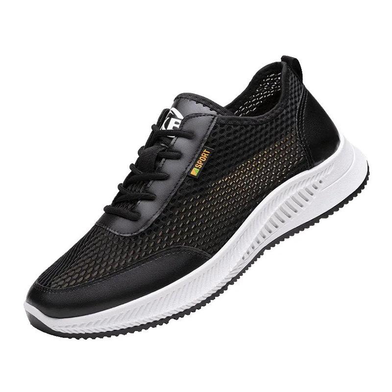 

Летние новые сетчатые кроссовки, модные летающие тканые кроссовки, модная повседневная мужская обувь, ультрамягкие и ультралегкие сетчатые туфли 44 чёрный
