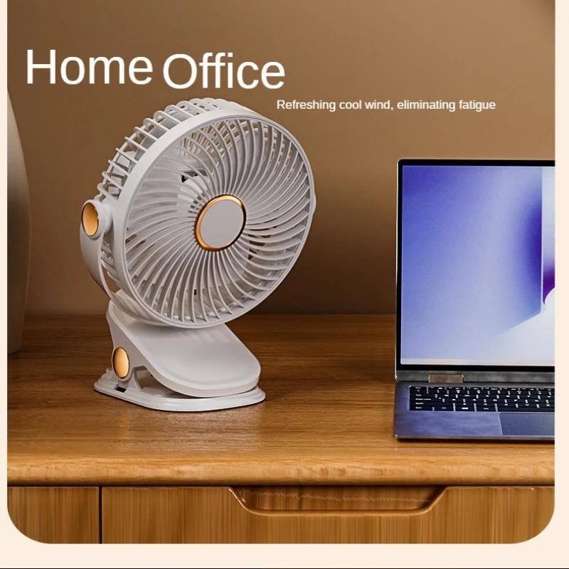 USB Car Fan Portable Small Desk Fan LED Night Light with Clip Fan 360 Rotate Speeds Desk Fan Outdoor Camping Fan Car Accessories
