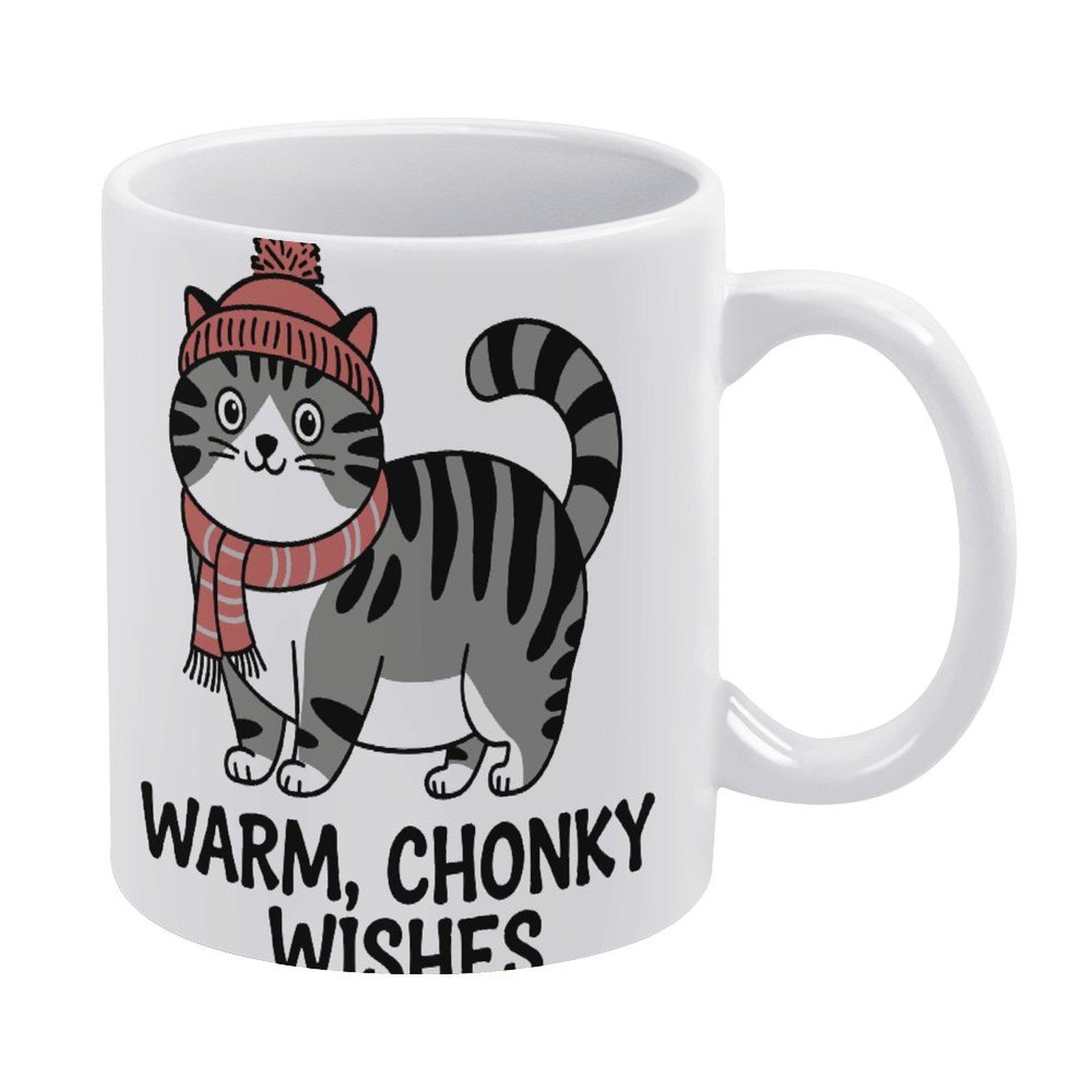 

1pc 11oz blank ceramic coffee mug, double-sided printed cup for tea, cocoa, beverages, glossy white surface, durable, perfect everyday choice