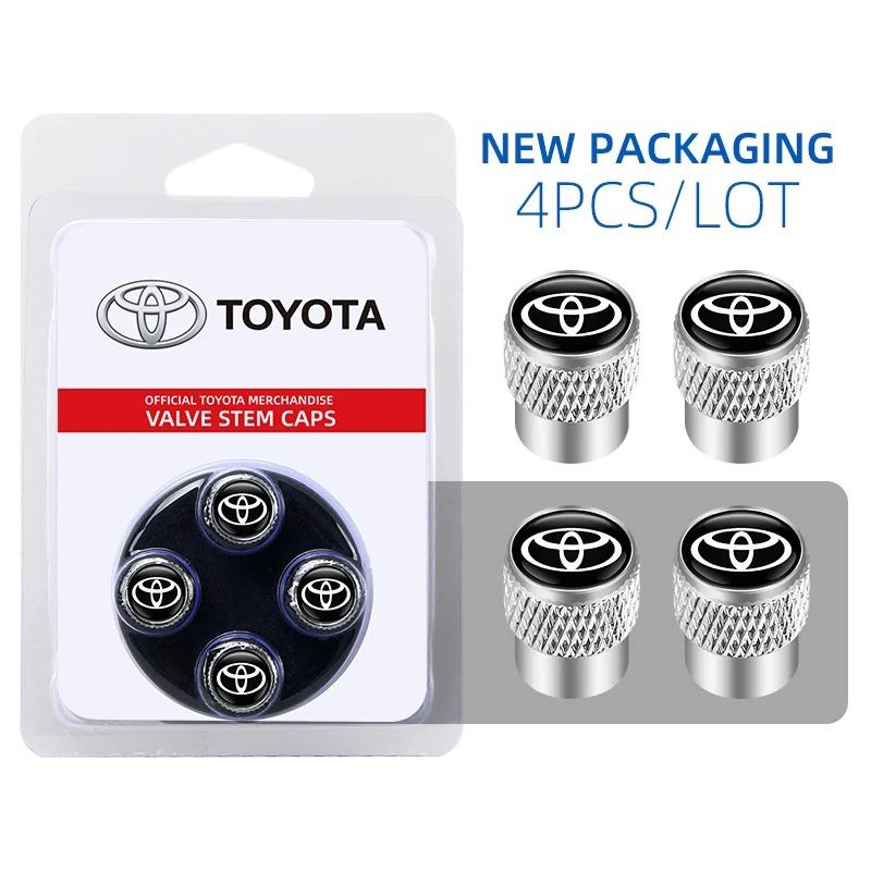 4Pcs Car Tire Valve Stem Caps Metal Waterproof Dustproof Wheel Covers for Toyota Camry Corolla RAV4 Yaris Hilux Auto Accessories