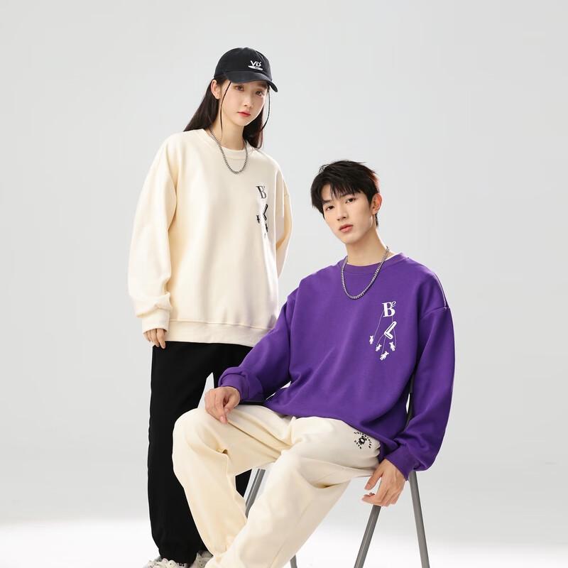 Fengxun Unisex Loose Fit Round Neck Pullover Sweatshirt