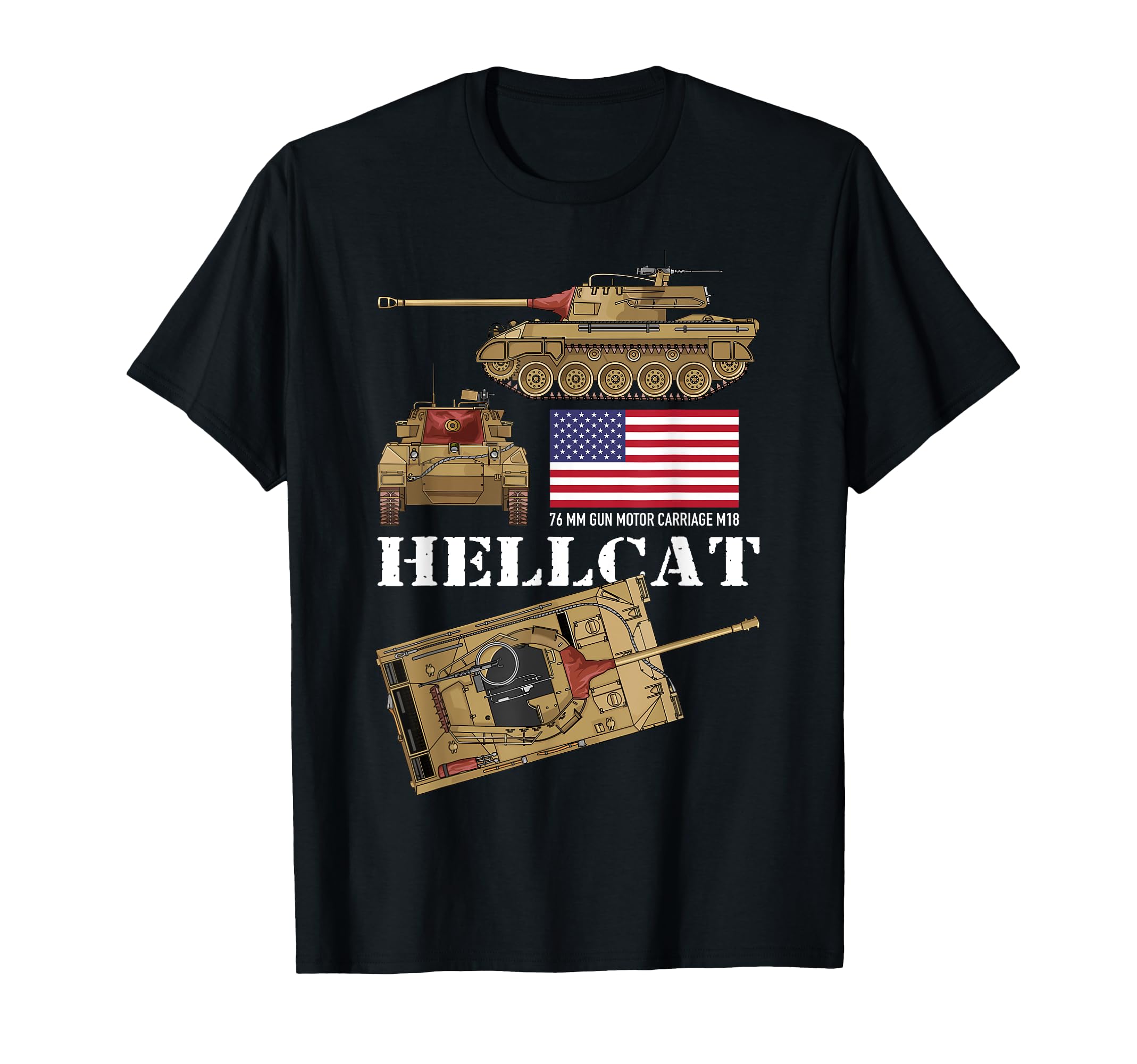 M18 Hellcat Танк-истребитель Второй мировой войны Американский Танк Схема Танка Флаг Футболка