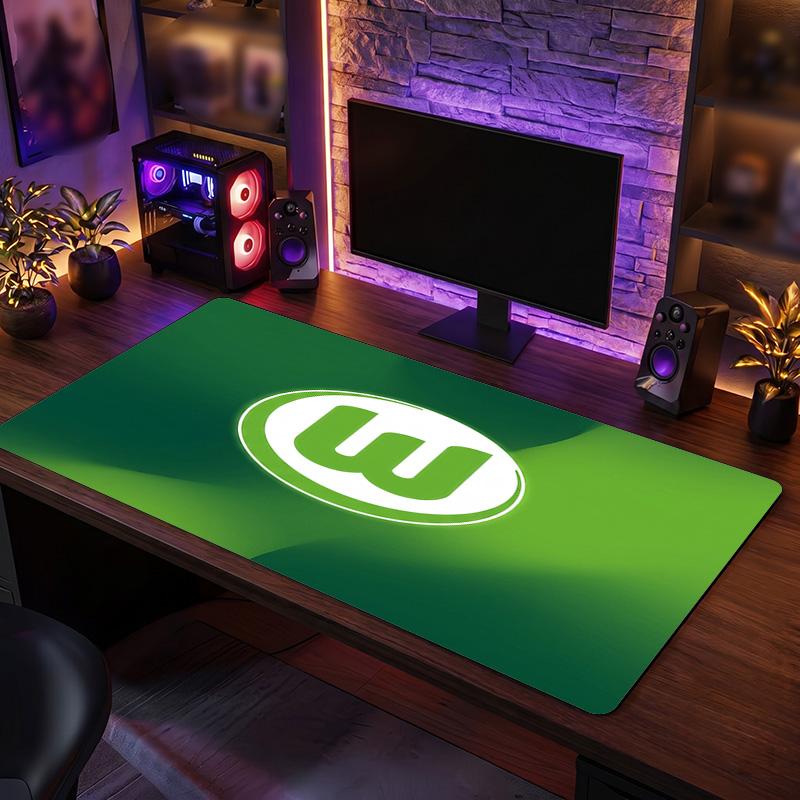 VfL Wolfsburg FC Themenmuster Mauspads, Fußball Logo Design XXL Gaming Schreibtischmatte Rutschfeste Computer-Mauspad