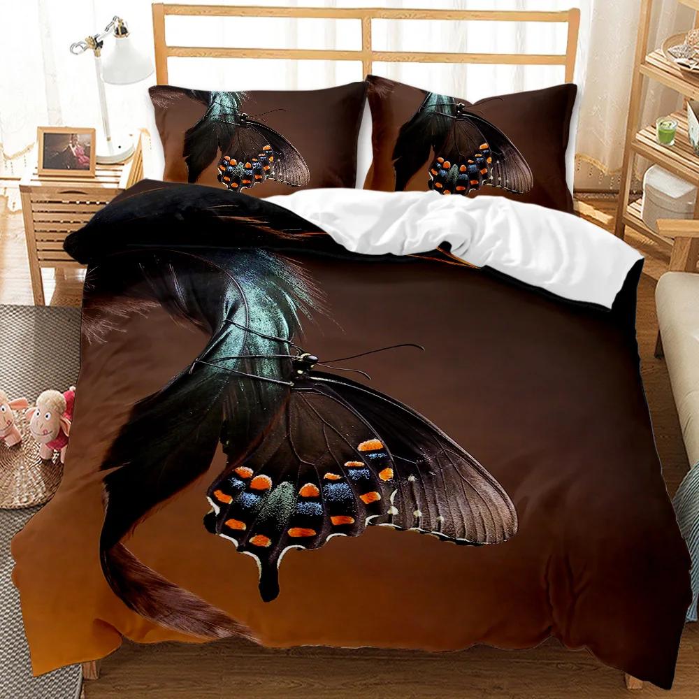 Butterfly Duvet Cover Girls Women Spring Blue Golden Butterfly Bedding Set Animal Double Queen King Size Polyester Qulit Cover