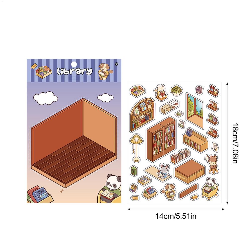 

Cartoon Miniature Scene Stickers 3D Effect 4 Pieces Scrapbook Decals Cartoon Landscaping Decals For Craft Enthusiasts Notebook