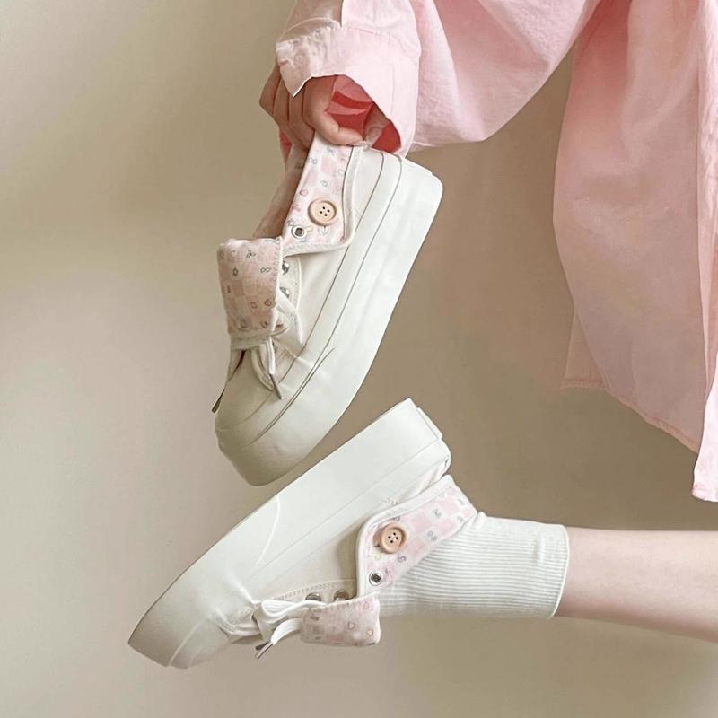 2025 Soft Women Niche Design Chunky Casual Sneaker High Top Canvas Shoes Student Convertible Two Way Wear Skate Shoes Thick Sole