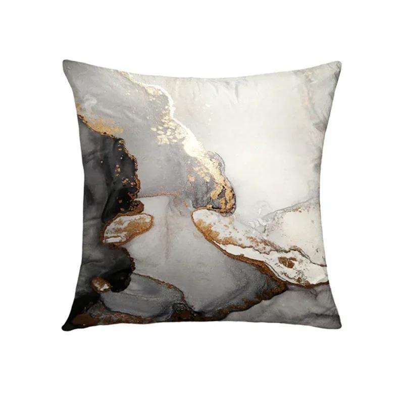 Modern Abstract Cushion Cover Gray Blue Teal Agate Marble Hug Gold Foil Pillow Cover Home Decor Pillowcase Sofa Throw Pillows