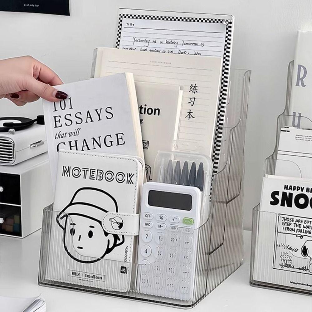 Plastic Pamphlet Flyer Organizer 3 Tiers Document Display Stand Desktop Book Stand Study Room