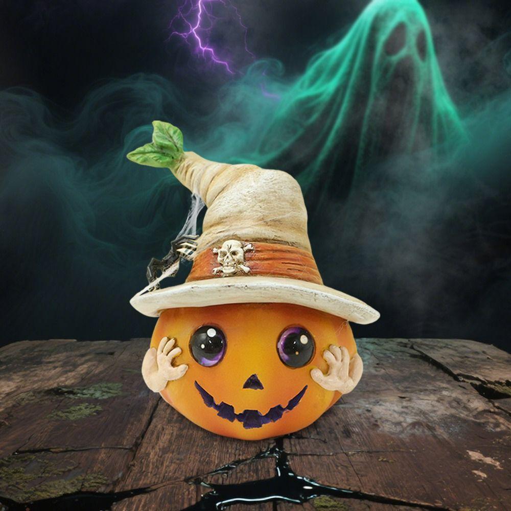 Funny Pumpkin Head Figurines Resin Miniature Statue Ornament Creative Pumpkin Elf Sculpture  Bonsai
