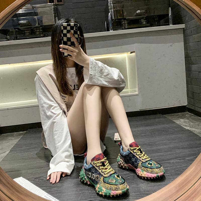 Spring Autumn New Explosive Rhinestones Shoes Women's Trendy Diamond-studded Vulcanized Leisure Shoes Thick Sole Female Sneakers
