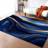 Marble Texture Washable Area Rugs Modern Blue Golden Fluid Art Non Slip Rugs for Living Room Bedroom, Low Pile Floor Mat Large