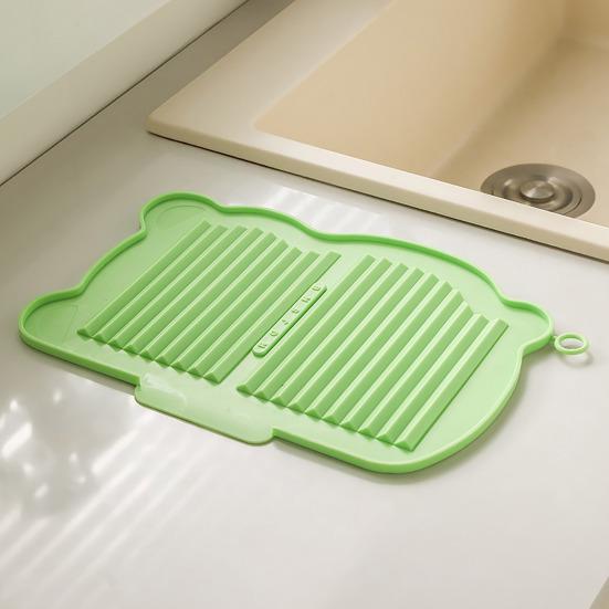 Silicone Dish Drying Mat with Non-Slip Base Heat-Resistant Drainage Rack for Kitchen Countertop Foldable Insulation Pad for Sink Table Use