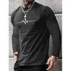Men's Polyester Loose and Comfortable Casual Sports Plus Size Los Angeles Letter Printed Round Neck Long Sleeved T-shirt
