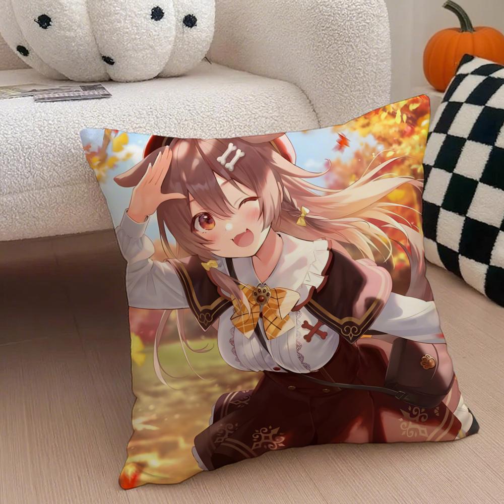 Playful Cute Japanese VTuber IINUGAMI KORONE Cushion Cover Throw Pillow Cover Hidden Button Durable Polyester Chair Cushion