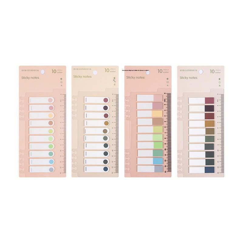 Colorful Transparent Morandi Ruler Index Stickers - Writable Classification Labels & Sticky Notes