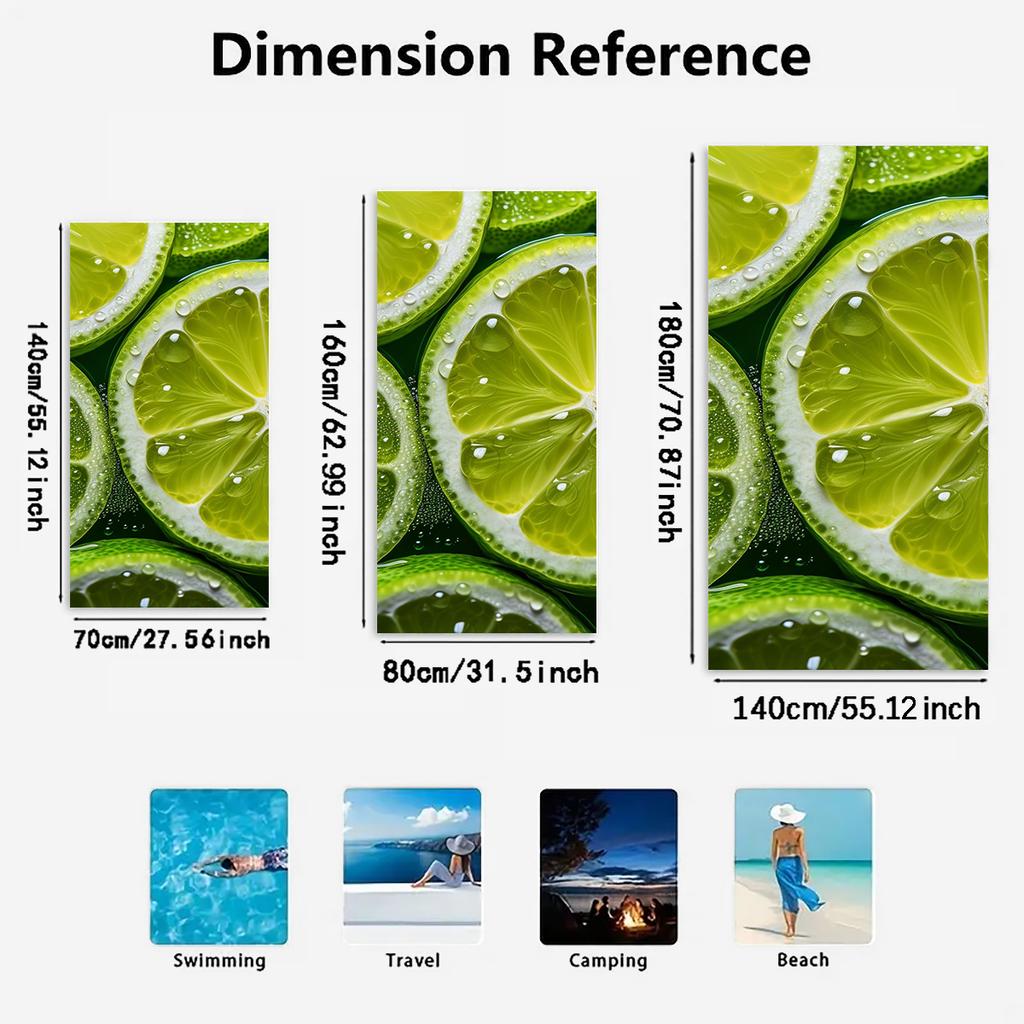 1Pc Large Size Quick Dry Water Absorbent Summer Fresh Lemon Print Beach Towel For Swimming And Beach Vacation