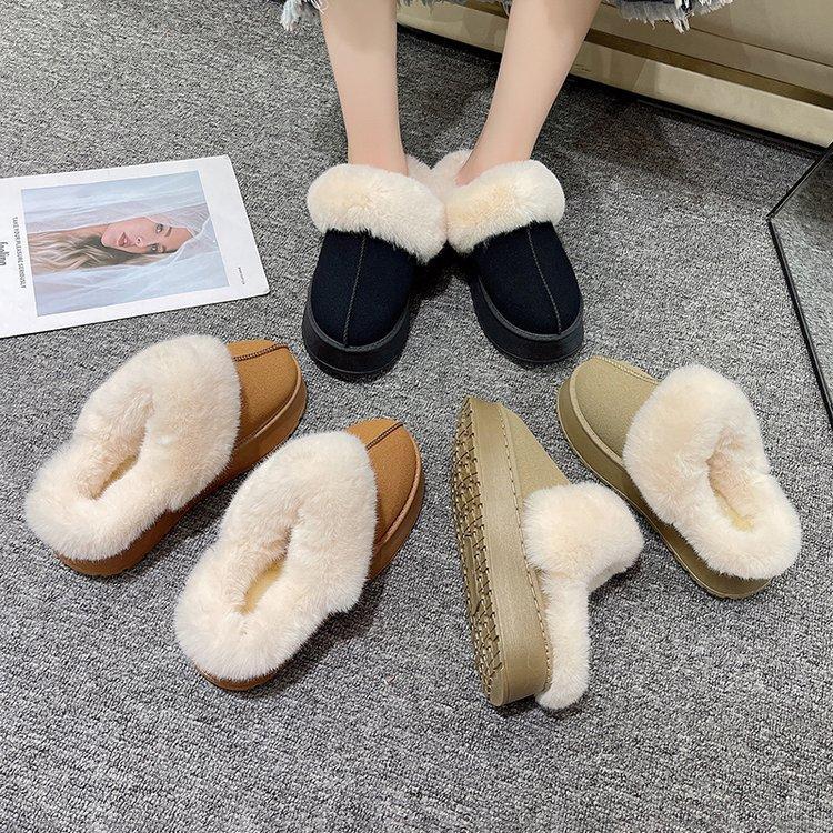 

Women s Plush Lining-Soft Muffin Bottom Thick Bottom Slippers Snow Boots Home Outdoor Plush Slippers Thickened Warm Lightweight Comfortable Shoes 41 зелений