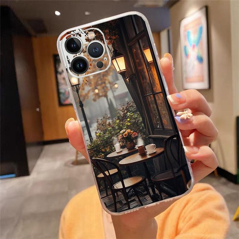 Phone Case Carcasa Funda For iPhone 17 Pro Max Air 16 15 14 13 Pro Max 15 16 Pro 15Plus Coffee Cafe night Aesthetic Case