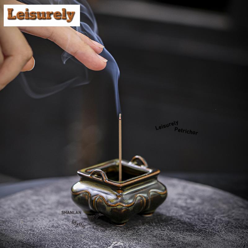 Fyrkantig rökelsehållare i antik stil Antik diffusor Rökelsebrännare Meditation Doftande aromatiska ljus Rökelsekar Kaféer Ornament
