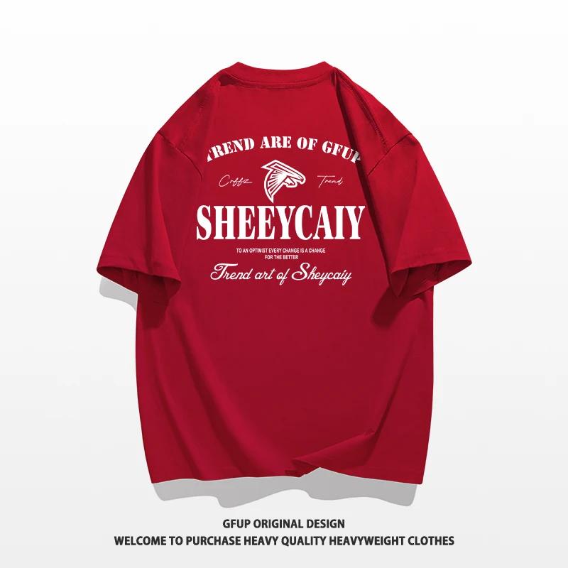 

Летняя мода, тяжелая ретро мужская футболка с английскими буквами из 100% хлопка с принтом и круглым вырезом, высококачественная повседневная уличная футболка для фитнеса 4XL