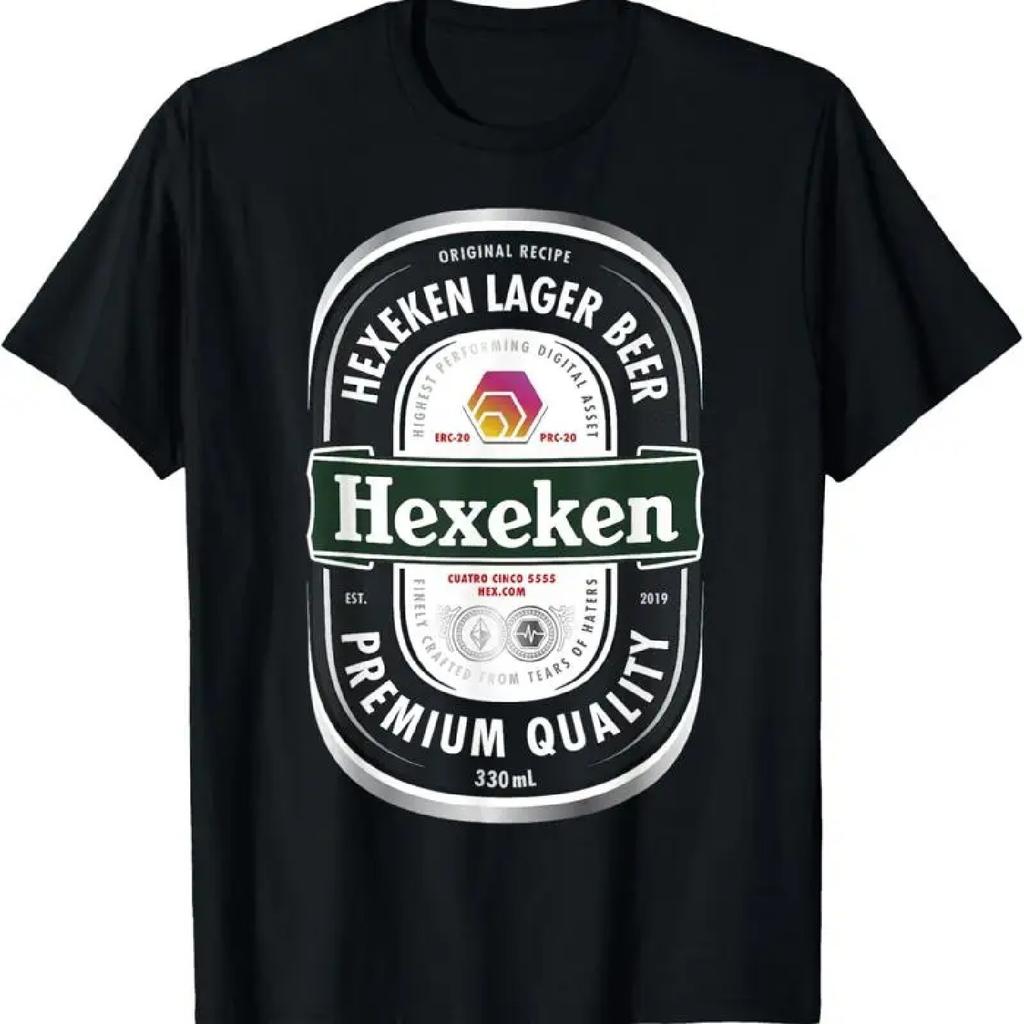 HEX Crypto Hexeken Lager Beer Brand Parody Label Hexican T Shirt
