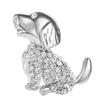 Fashion Cartoon Pet Dog Brooches For Women Men Funny Creative Rhinestone Silver Color Animal Dog Lapel Pins Shirt Badge Jewelry