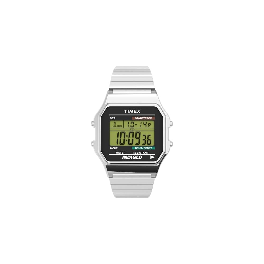 Timex Men s Classic Digital Watch Silver T78587 38mm Water Resistant Retro Style