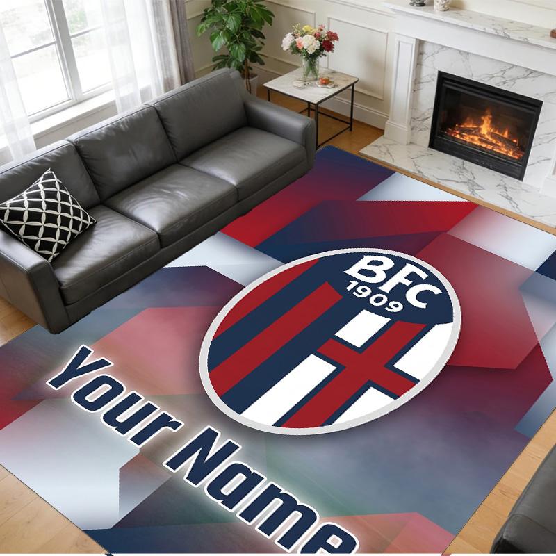 Crystal Velvet Rug Custom Name Text, Soft Non Slip Floor Mat Home DecorBologna FC