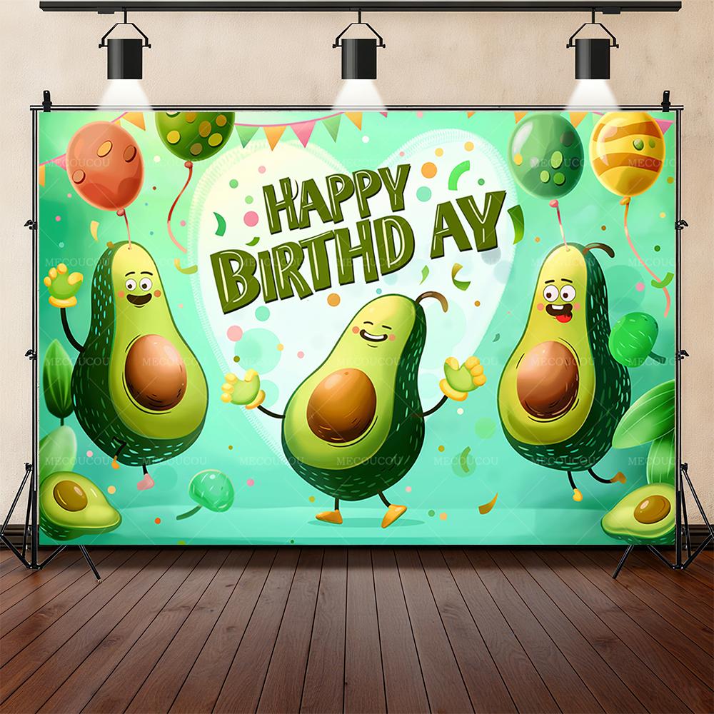 Fruit green avocado theme background children's birthday party decoration baby shower arrangement background studio photography
