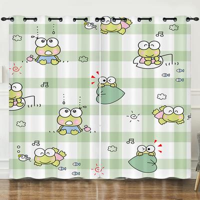 Curtains Cartoon Frog Digital Printing Blackout Curtains Bedroom Perforated Curtains