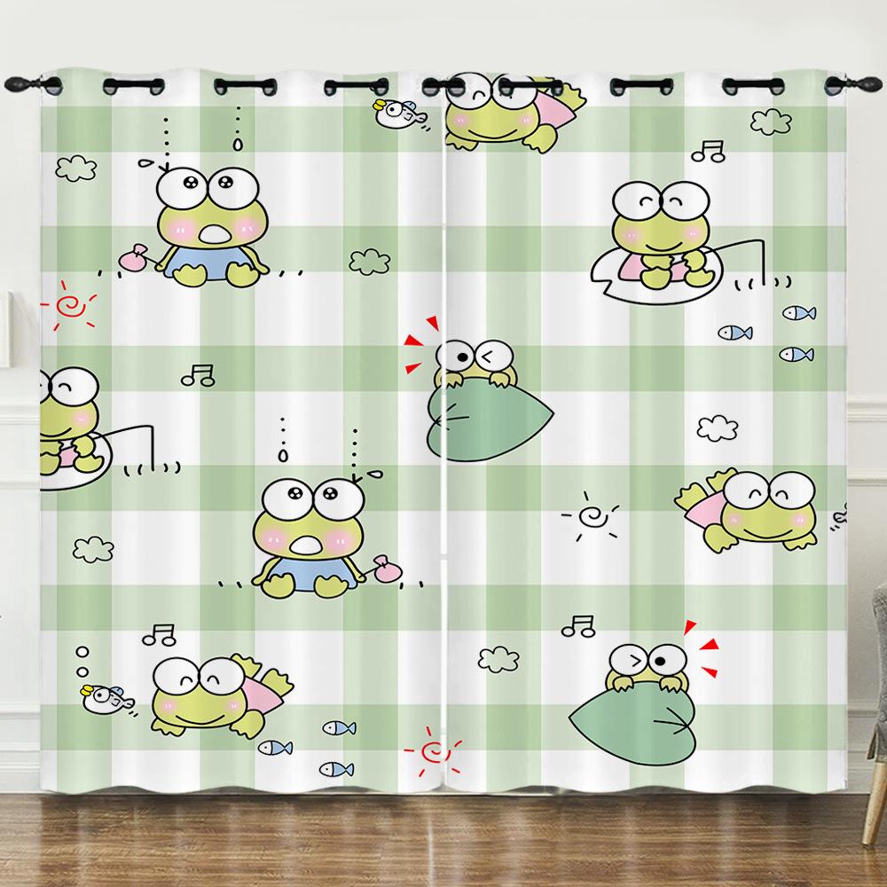 Curtains Cartoon Frog Digital Printing Blackout Curtains Bedroom Perforated Curtains