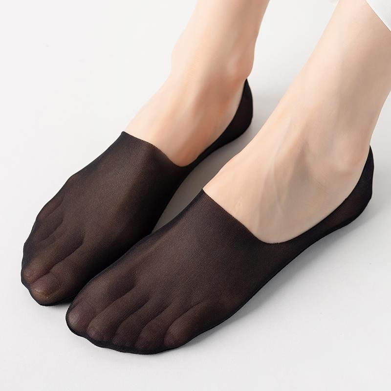 1Pairs Women Invisible Boat Socks Breathable Silicone Non-slip Ultra-thin Sock Slippers High Quality Elastic Ice Silk Low Sox