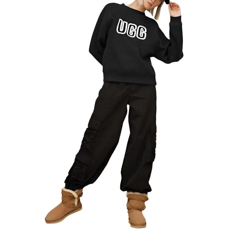 UGG Sweatshirts Women's Black Crew Neck Moderate Straight Fit (Unisex) Sweatshirts 1171477 | Black